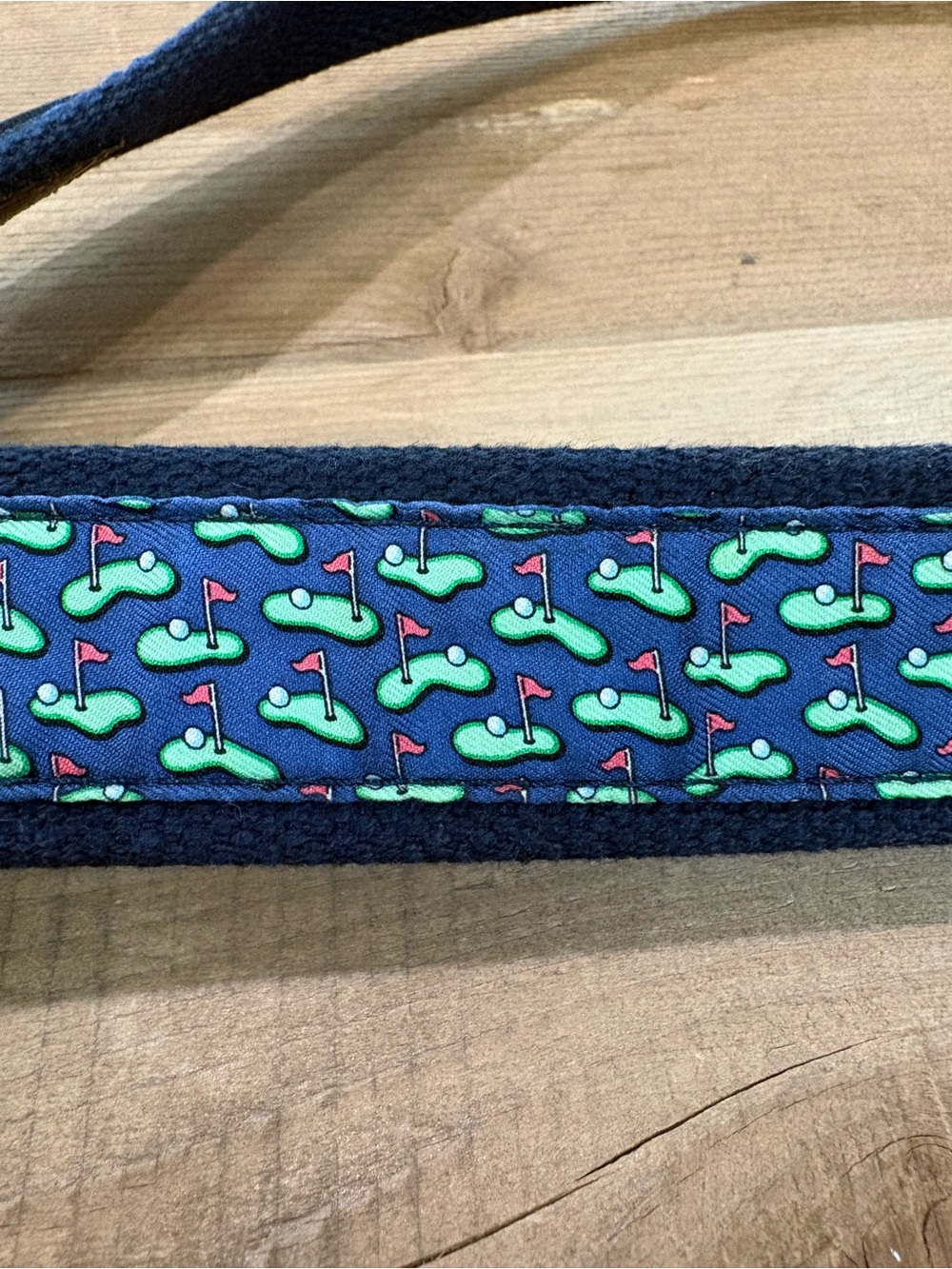 Vineyard Vines Navy Belt with Green Golf Flag Print